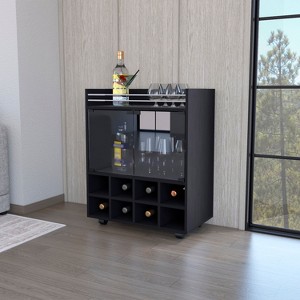 NicBex Mobile Kitchen Island Cart Morden Kitchen Carts on Wheels with Storage, 1 Glass Cabinet Door and 8 Bottle Rack for Kitchen - 1 of 4