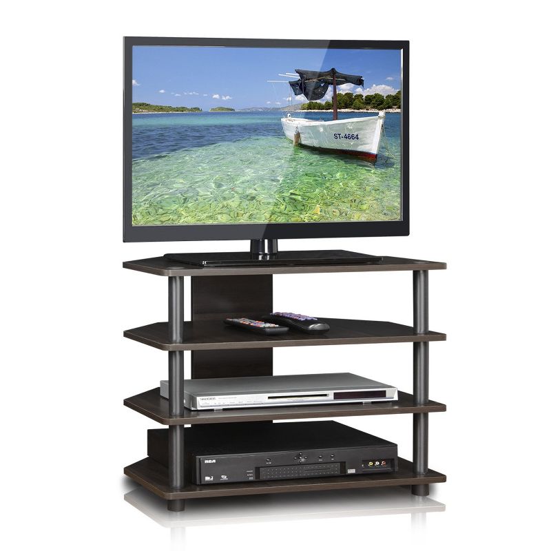 Furinno Econ Easy Assembly 4-Tier Petite Entertainment Center TV Stand for TV up to 25 Inch with Espresso, 1 of 5