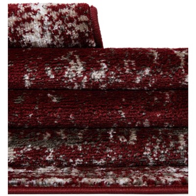 Burgundy Synthetic Square Stain-Resistant Easy-Care Rug