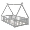 Kumasinova Tent-shaped Twin/Full Bed Frame with Slats,Floor Bed Frame Twin/Full Size with Safety Rails,Wooden Bed Frames for Kids&Teens - 2 of 4