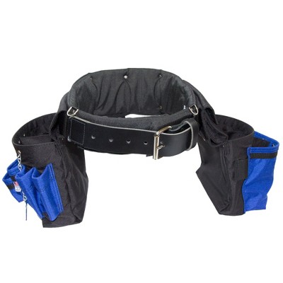 Boulder Bag Ultimate Comfort Combo ULT104 Electrician's Tool Belt with Leather Tipped Buckle, Large Waist 36-40 Inch, 13 Slots, 19 Pockets, Royal Blue