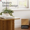 Square Fluted Accent Side Table, Pedestal Drink Table, Modern Home, Bedroom, and Living Room Furniture (Medium Oak) - 3 of 4