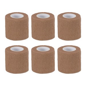 Unique Bargains Self-Adhesive Elastic Breathable Bandage Athletic Tapes 6 Rolls 1" x 177" - 1 of 4