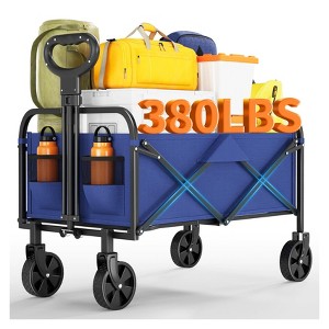 Heavy Duty Collapsible Wagon Cart with 5" All-Terrain Wheels & Drink Holders, Fit for Beach Camping Grocery - 1 of 4