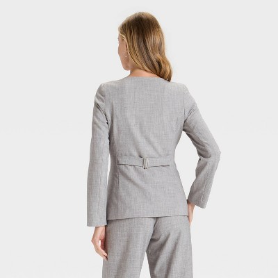 Women's Collarless Blazer - A New Day' Gray - image 2