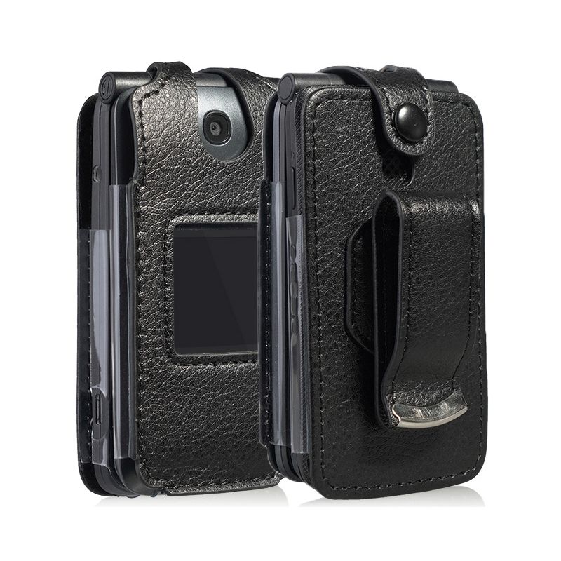 Nakedcellphone Vegan Leather Case with Belt Clip for Alcatel Go Flip V (2019) - Black, 1 of 8