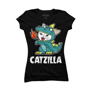 Junior's Design By Humans Catzilla Halloween Costume Dragon Monster Kitten Cats Lover By lenxeemyeu T-Shirt - 1 of 3