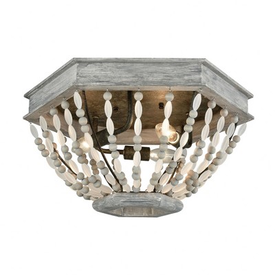 Elk Home Summerton 3 - Light Flush Mount in  Washed Gray/Malted Rust