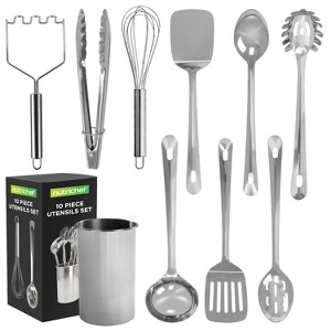NutriChef 10-Piece Stainless Steel Kitchen Utensils Set - Nonstick, Heat-Resistant with SS Utensil Holder, Spoon, Turner & More - 1 of 4