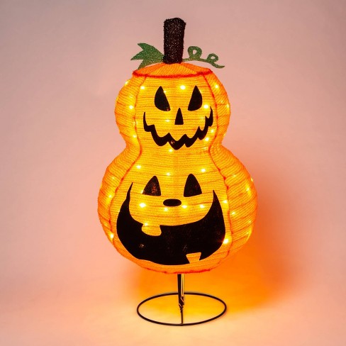 Set of Spooky Halloween Light Up Pumpkins! Flashing LED Fabric