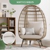 Wicker Egg Chair, Outdoor Indoor Large PE Rattan Chair With Thick Cushion, Large Egg Basket Lounge Recliner Chair For Patio Porch Backyard,Waterproof - 3 of 4