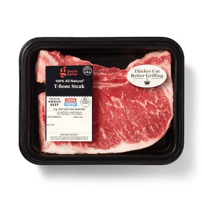 USDA Choice Angus Beef T-Bone Steak - 0.64-1.50 lbs - price per lb - Good & Gather™