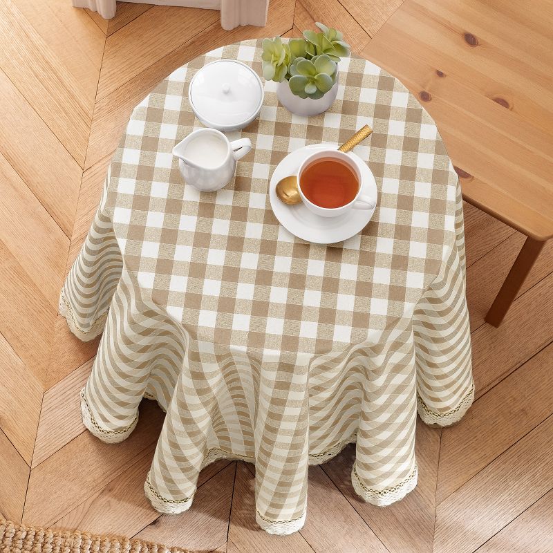 Kate Aurora Country Farmhouse Plaid Buffalo Check Stain & Spill Proof Fabric Tablecloths, 4 of 5