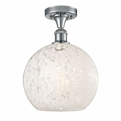 White Mouchette - 1 Light Semi-Flush Mount In Modern Style-13 Inches Tall and 10 Inches Wide