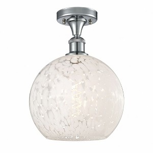 White Mouchette - 1 Light Semi-Flush Mount In Modern Style-13 Inches Tall and 10 Inches Wide - 1 of 1