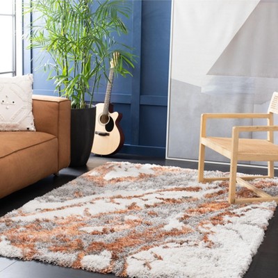 Horizon Grey and Rust Abstract Shag Square Rug