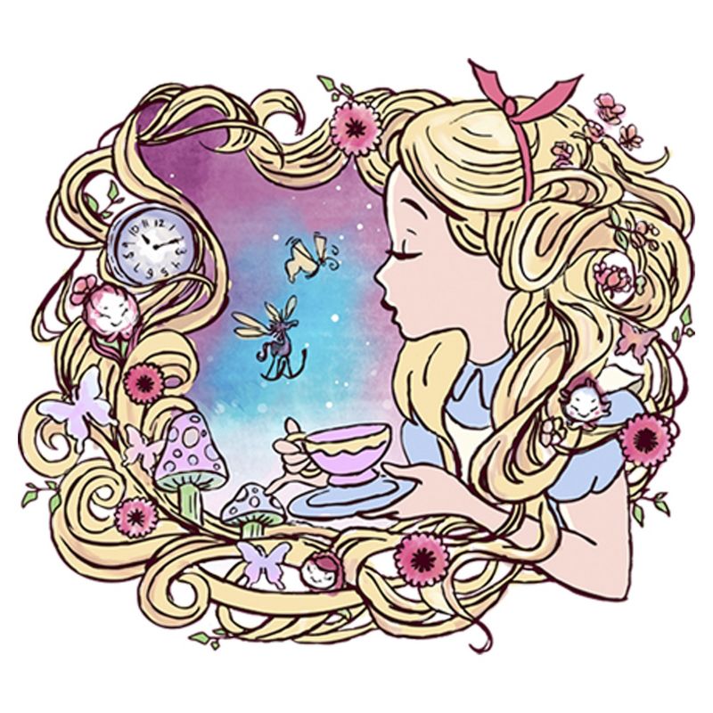 Men's Alice in Wonderland Artistic Alice Long Hair Tea Party T-Shirt, 2 of 6