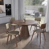 LeisureMod Wooden Upholstered Dining Chair in Leather Clivo Collection - 3 of 4