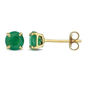EVERLY JEWELRY | 14k Yellow Gold 7/8 CT TGW Emerald Stud Earrings - 1 of 4