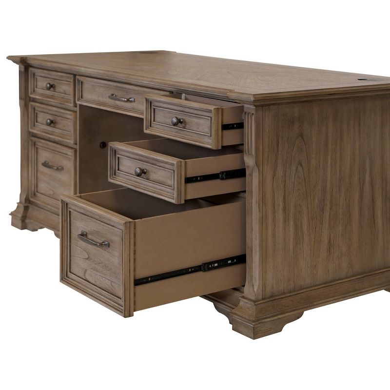 Bristol Traditional Wood Double Pedestal Executive Desk Light Brown - Martin Furniture, 5 of 11
