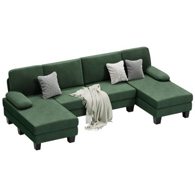 LACOO U-Shape Corduroy Sectional Sofa with Chaise