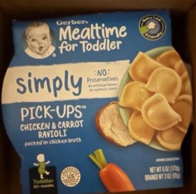 Gerber Toddler Pasta Pick-ups Chicken & Carrot Ravioli Baby Meals - 6oz ...