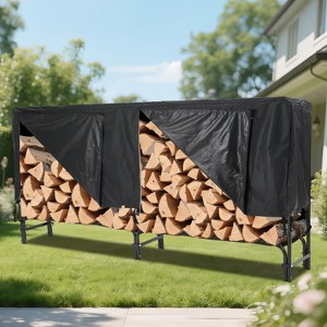 Firewood Rack with Cover, Holders Firewood Outdoor Log Rack with Zipper, Heavy Duty Indoor Firewoods Storage Log Racks - 1 of 4