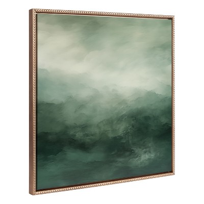 30" x 30" Sage and Emerald Abstract Landscape Framed Canvas