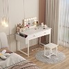 RUMSEM White Makeup Vanity Desk with Chair no Mirror - 2 of 4