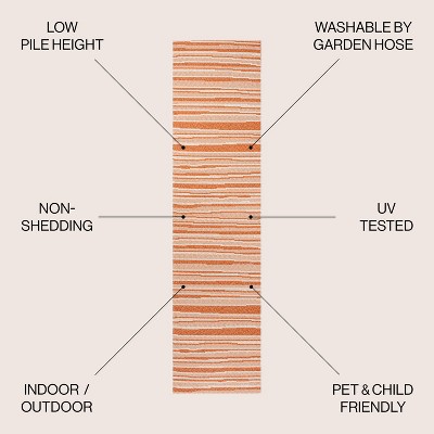 Castara Ivory & Orange Stripe Easy-Care Synthetic Runner Rug - 2x8
