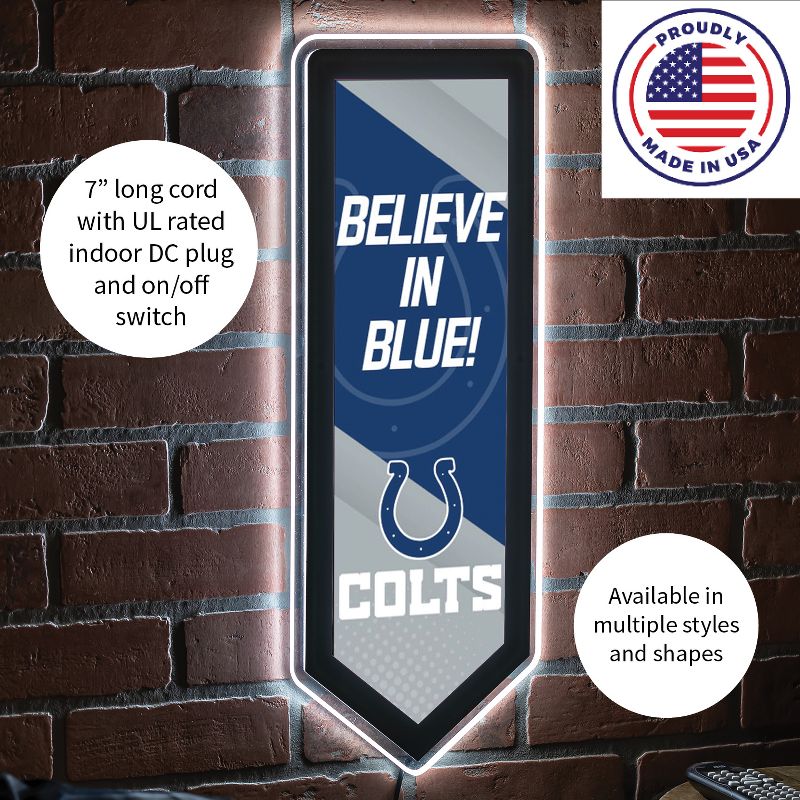 Evergreen Ultra-Thin Glazelight LED Wall Decor, Pennant, Indianapolis Colts- 9 x 23 Inches Made In USA, 5 of 7
