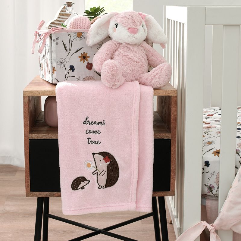 NoJo Keep Blooming Pink and Brown Super Soft Hedgehog 'Dreams Come True' Baby Blanket, 2 of 5