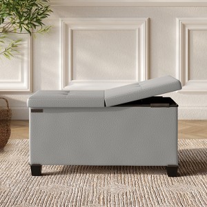 StorageBud Storage Ottoman for Bedroom End of Bed, Faux Leather Storage Bench, Large Storage Ottoman Bench, Entryway Bench with Storage - 1 of 4