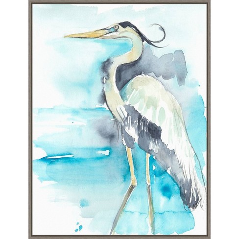 23" x 30" Heron Splash II by Jennifer Goldberger Framed Canvas Wall Art Print - Amanti Art - image 1 of 4