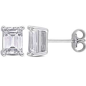 EVERLY JEWELRY | Sterling Silver 2 CT TGW DEW Emerald Cut Created Moissanite Stud Earrings - 1 of 4