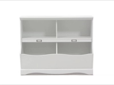 Soft White Kids Bookcase with Cubby Storage