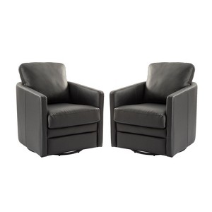 Set of 2 Hugo Transitional Wooden Upholstered Swivel Chair With Metal Base For Bedroom And Living Room| Artful Living Design - 1 of 4