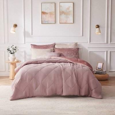 Blush Velvet Twin/Twin XL Duvet Cover Set with Quilted Design