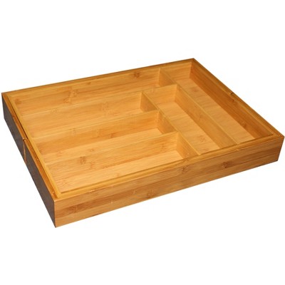 Home Basics Bamboo Expandable Cutlery Tray