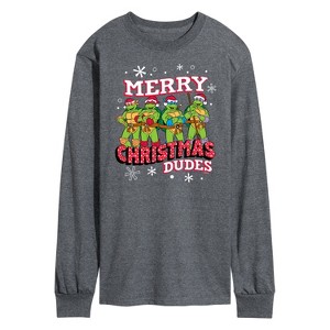 Men's - Teenage Mutant Ninja Turtles - Merry Christmas Dude Long Sleeve Graphic T-Shirt - 1 of 4