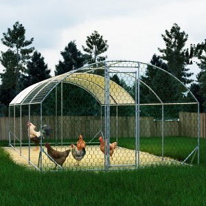 Gulches Large Metal Chicken Coop,Walk-in Poultry Cage,Chicken Run with Waterproof Cover,Outdoor Backyard Farm,Chicken Rabbits Duck Run Pen - 1 of 4
