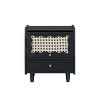 Wooden Nightstand with Rattan-Woven Storage Cabinet and 1 Drawer, Black - 3 of 4
