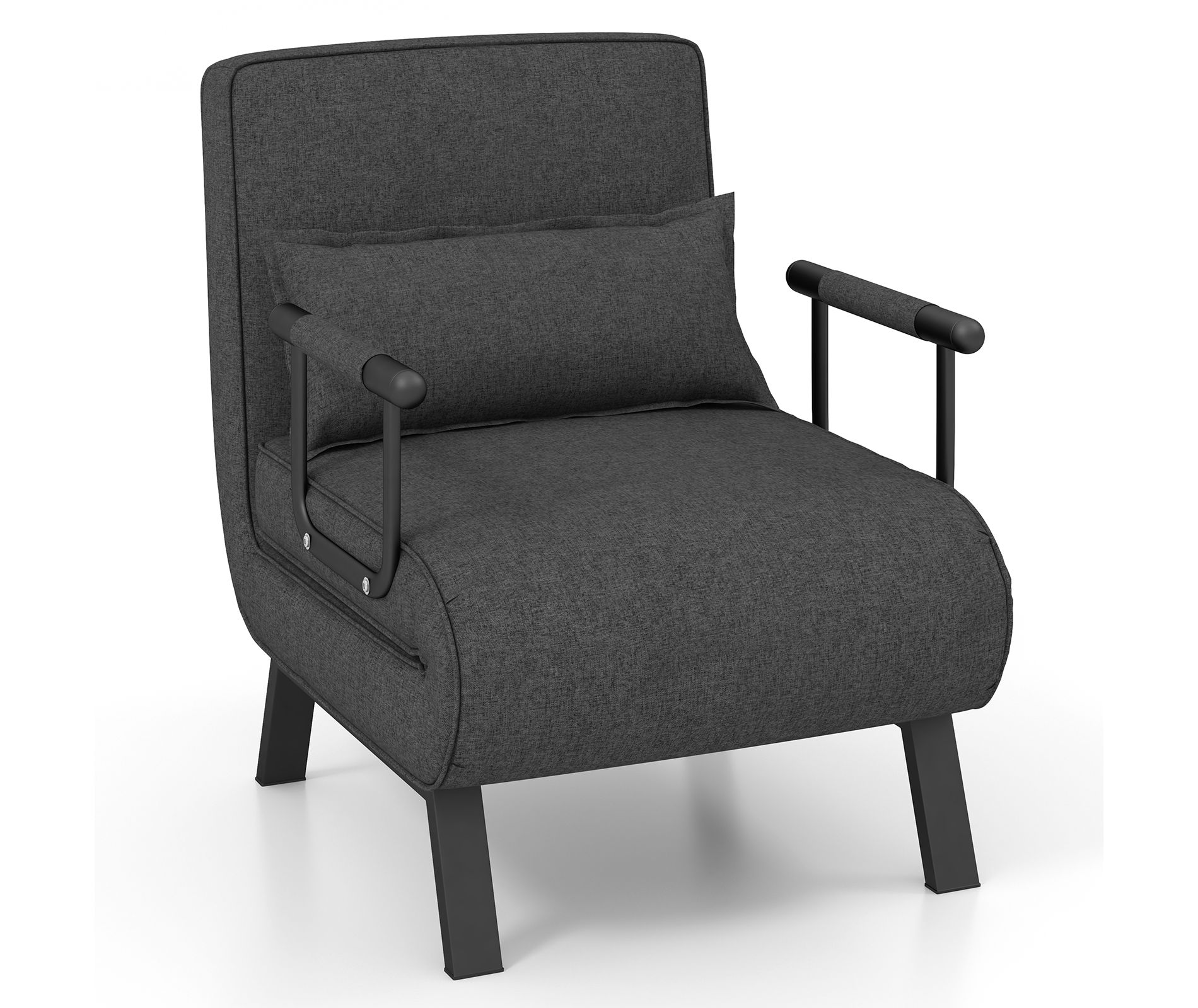 Costway Folding 6 Position Armchair Lounge Couch Convertible Sleeper Bed  w/ Pillow Gray