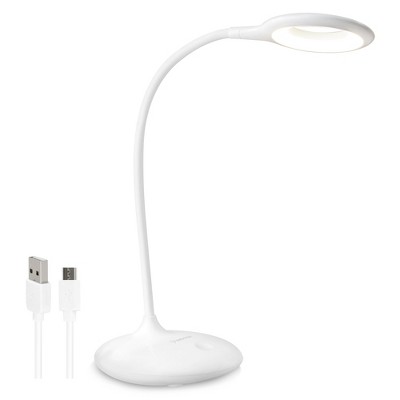 Insten LED Desk Lamp, Bright Table Lamp, Rechargeable, Flexible Neck, Touch Control, Adjustable Brightness, 400 Lumens, White