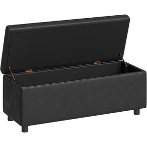 Storage Ottoman Bench, Ottoman Foot Rest, Mid-Century Modern, Synthetic Leather with Stitching, Dual Safety Hinges, 670 LBS Load - 1 of 4