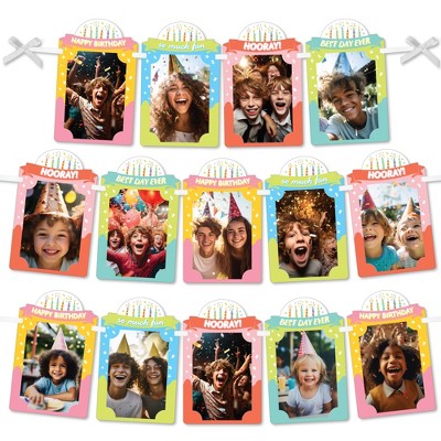 Big Dot of Happiness Party Time - DIY Happy Birthday Party Decor - Picture Display - Photo Banner