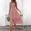 Coolmee Womens Summer Midi Dress Square Neck Sleeveless Floral A-line Casual Sundress Travel Vacation - 4 of 4