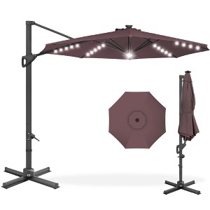 Best Choice Products 10ft 360-Degree Solar LED Lit Cantilever Patio Umbrella, Outdoor Hanging Shade - 1 of 4