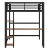 NicBex Full Size Bunk Bed with Desk Metal Rack Multifunctional Bed Frame with Storage Shelves, Guardrails and Ladder, No Spring Box Required, Black - 4 of 4