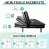 Vipbear Futon Sofa Bed 71" Convertible Memory Foam Futon Couch Bed Modern Loveseat Sleeper with Adjustable Backrests Armrests, Blue/Drak Gray - 2 of 4